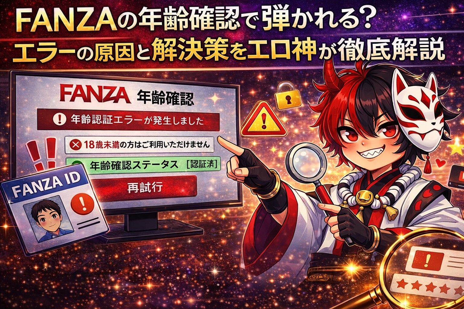 FANZAの年齢確認で弾かれる？エラーの原因と解決策をエロ神が徹底解説