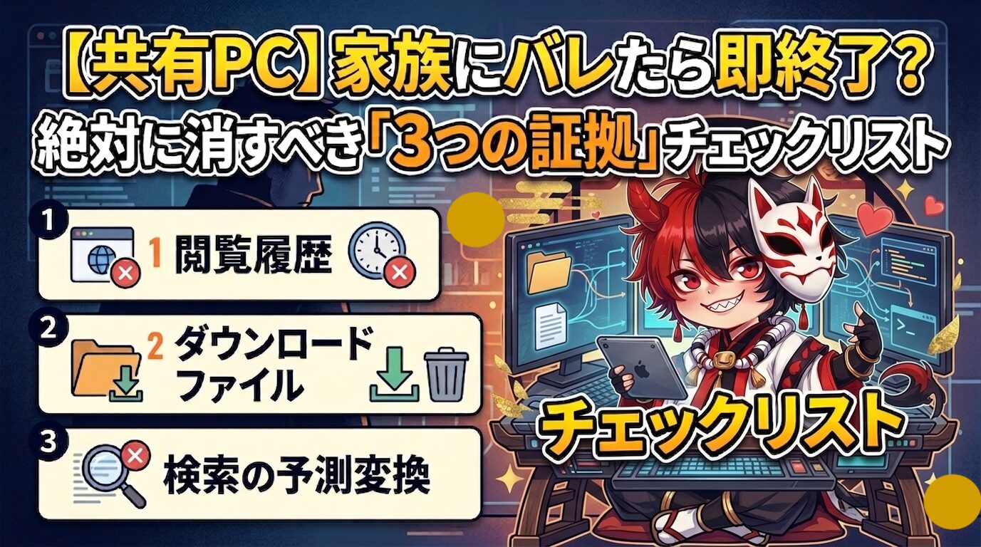【共有PC】家族にバレたら即終了？絶対に消すべき「3つの証拠」チェックリスト