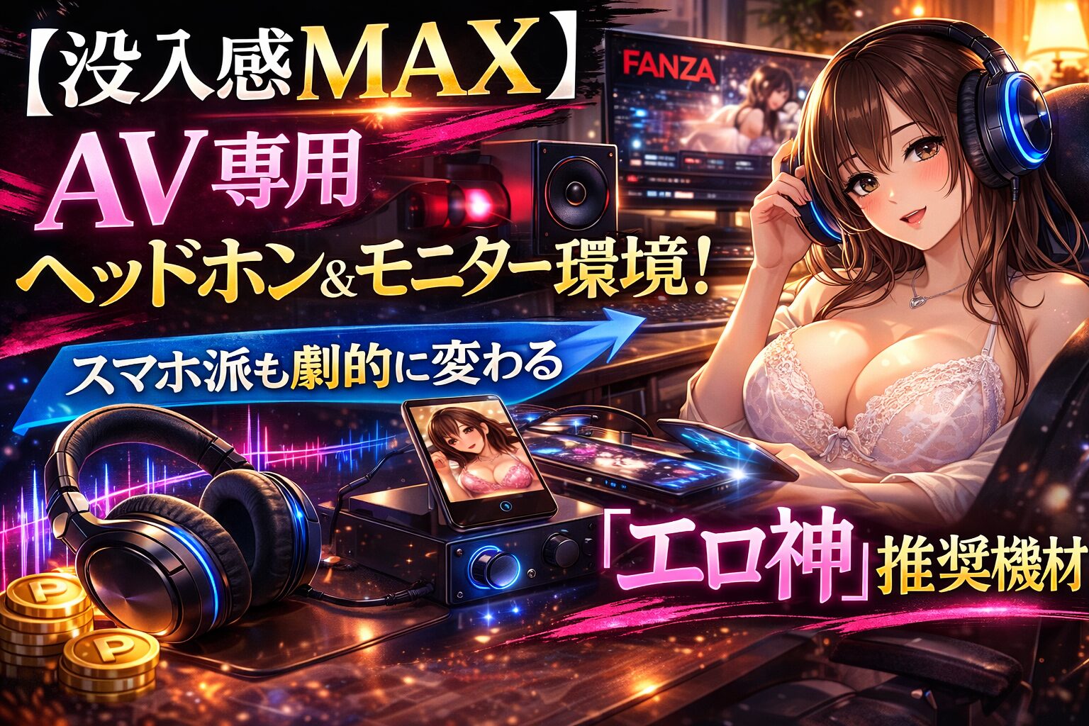 【没入感MAX】AV専用ヘッドホン＆モニター環境！スマホ派も劇的に変わる「エロ神」推奨機材