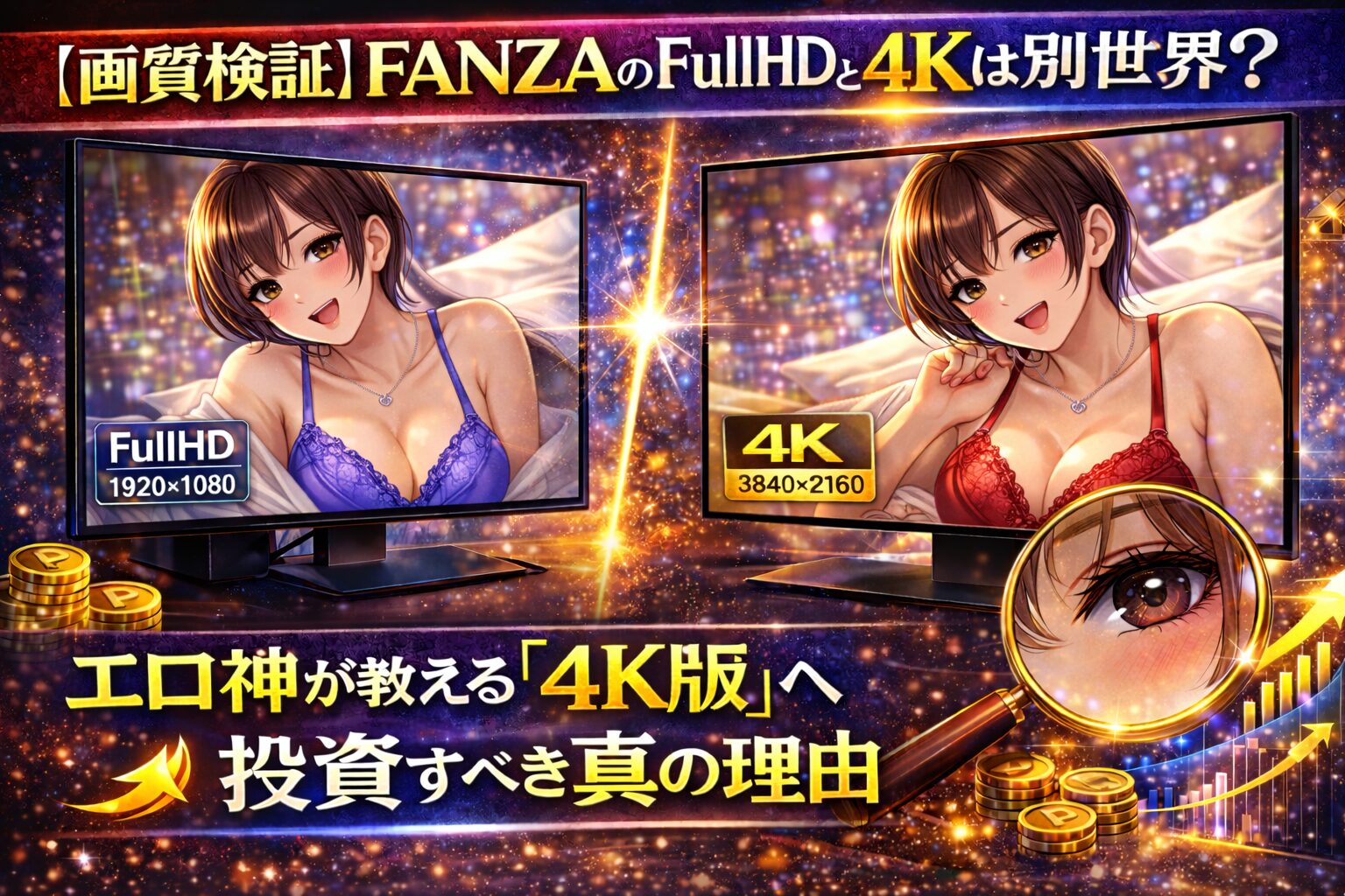 【画質検証】FANZAのFullHDと4Kは別世界？エロ神が教える「4K版」へ投資すべき真の理由